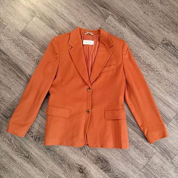 Max Mara Virgin Wool Rust Orange Blazer Jacket - Picture 1 of 11